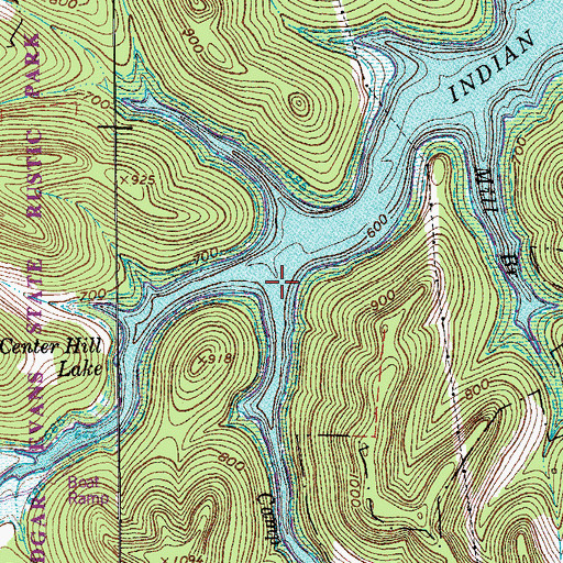 Topographic Map of Camp Branch, TN