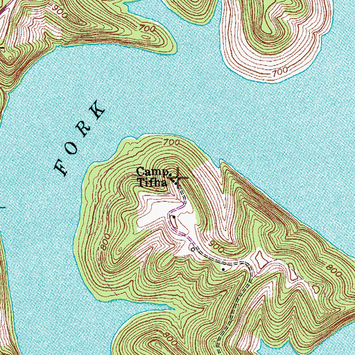 Topographic Map of Camp Tifha, TN
