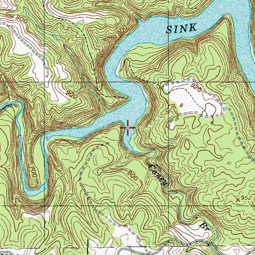 Topographic Map of Caney Branch, TN