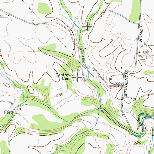 Topographic Map of Cantrell Cemetery, TN