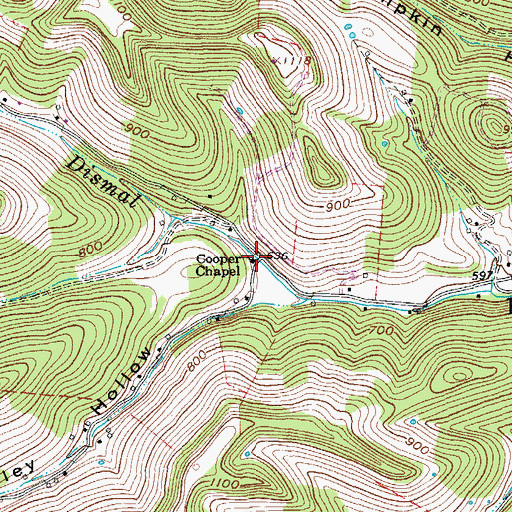 Topographic Map of Cooper Chapel Baptist Church, TN