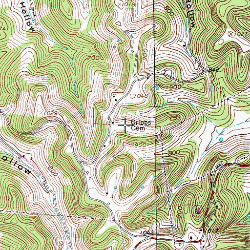 Topographic Map of Cripps Cemetery, TN