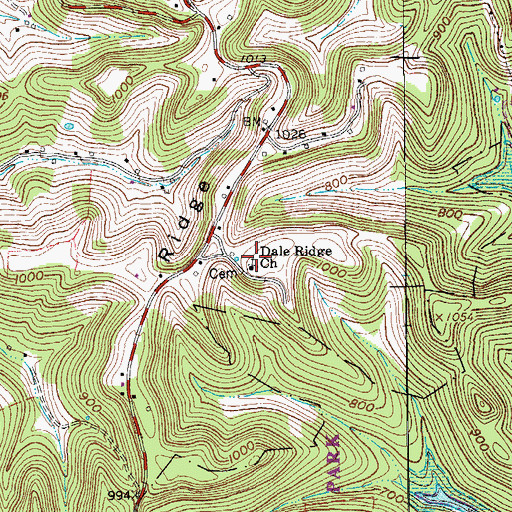 Topographic Map of Dale Ridge Missionary Baptist Church, TN