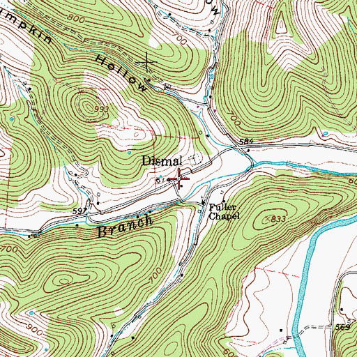 Topographic Map of Dismal, TN
