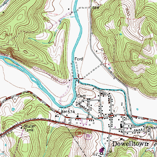 Topographic Map of Dry Creek, TN