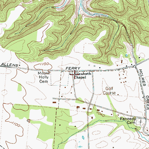 Topographic Map of Elizabeth Chapel Missionary Baptist Church, TN