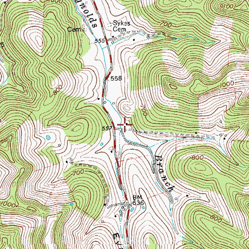 Topographic Map of Evans Hollow, TN