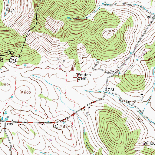 Topographic Map of Foutch Cemetery, TN