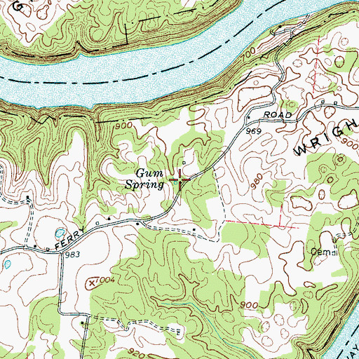 Topographic Map of Gun Spring, TN