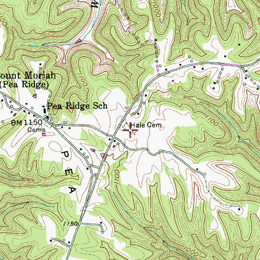 Topographic Map of Hale Cemetery, TN
