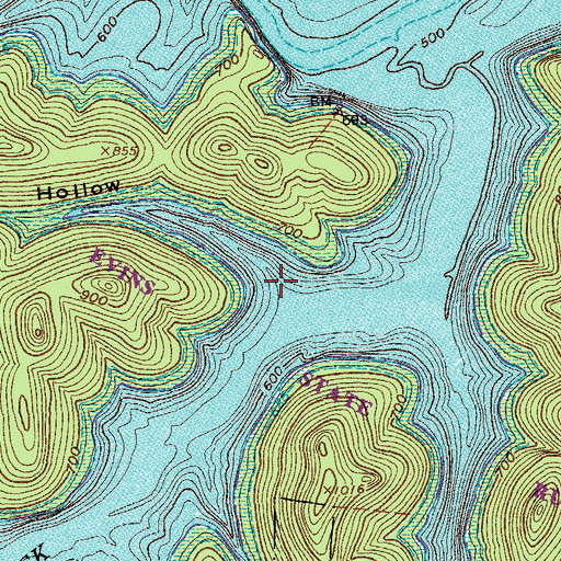 Topographic Map of Hames Hollow, TN