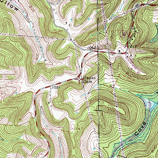 Topographic Map of Hayes Cemetery, TN