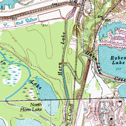 Topographic Map of Horn Lake Creek, TN