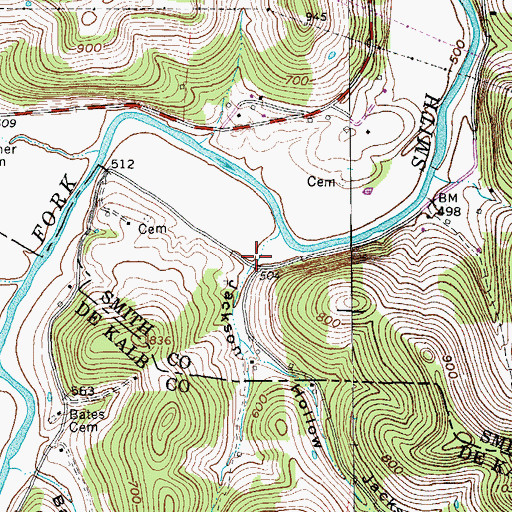 Topographic Map of Jackson Hollow, TN