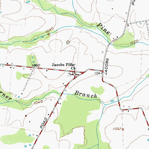 Topographic Map of Jacobs Pillar Church, TN
