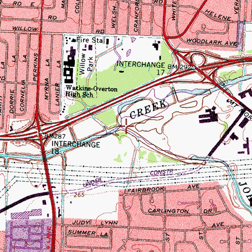 Topographic Map of Johns Creek, TN