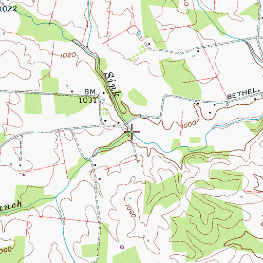 Topographic Map of Jones Branch, TN
