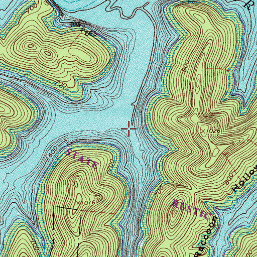 Topographic Map of Jones Fork, TN