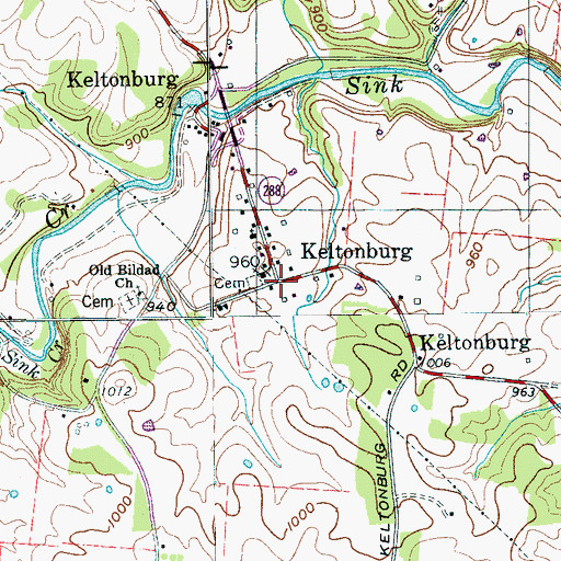 Topographic Map of Keltonburg, TN