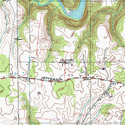 Topographic Map of Lander Cemetery, TN