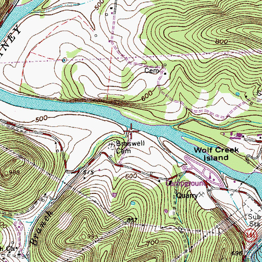 Topographic Map of Long Branch, TN