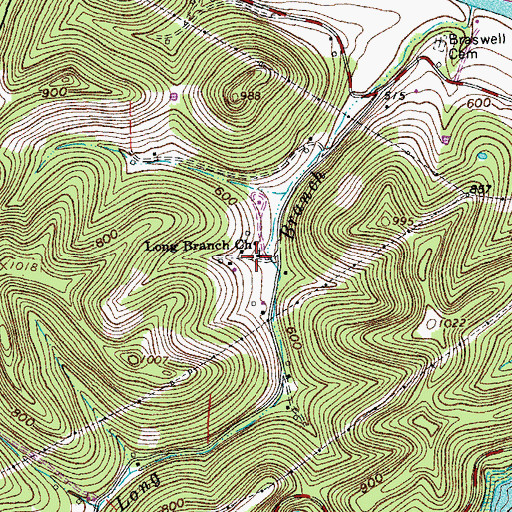 Topographic Map of Long Branch Church, TN