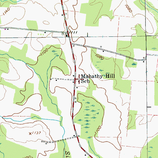 Topographic Map of Mahathy Hill School, TN