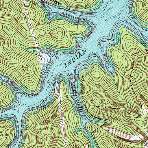 Topographic Map of Mill Branch, TN