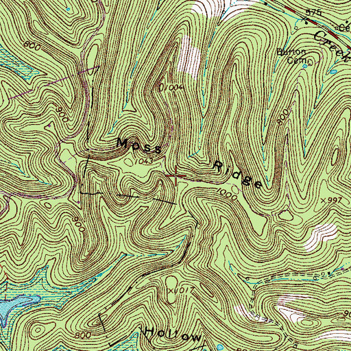 Topographic Map of Moss Ridge, TN