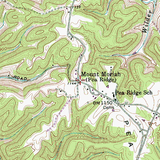 Topographic Map of Mount Moriah, TN