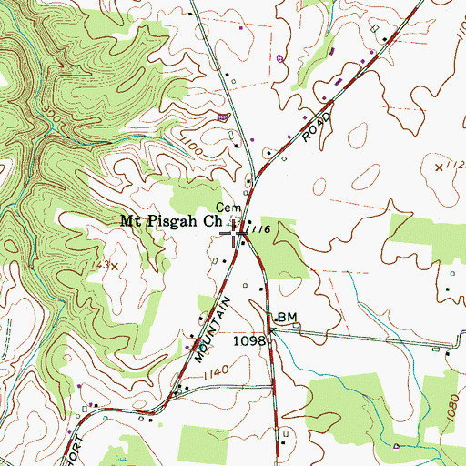 Topographic Map of Mount Pisgah Church, TN