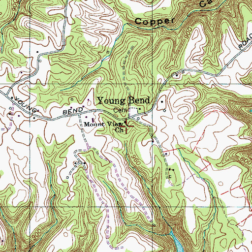 Topographic Map of Mount View Baptist Church, TN