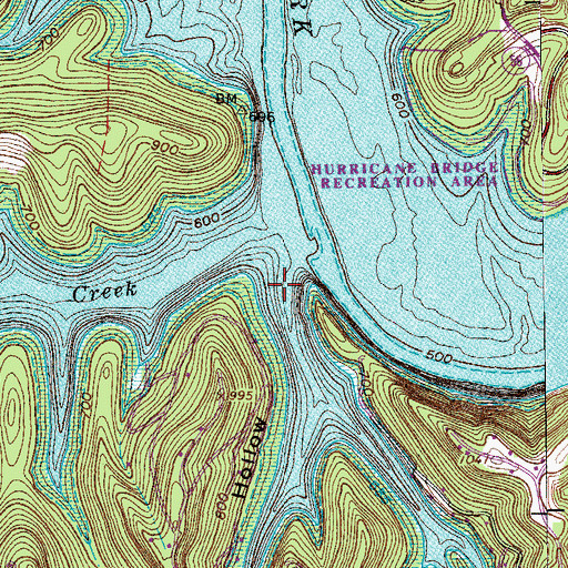 Topographic Map of Mullican Hollow, TN