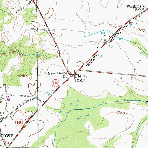 Topographic Map of New Home Missionary Baptist Church, TN