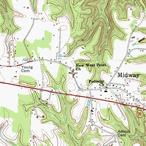 Topographic Map of New West Point Freewill Baptist Church, TN