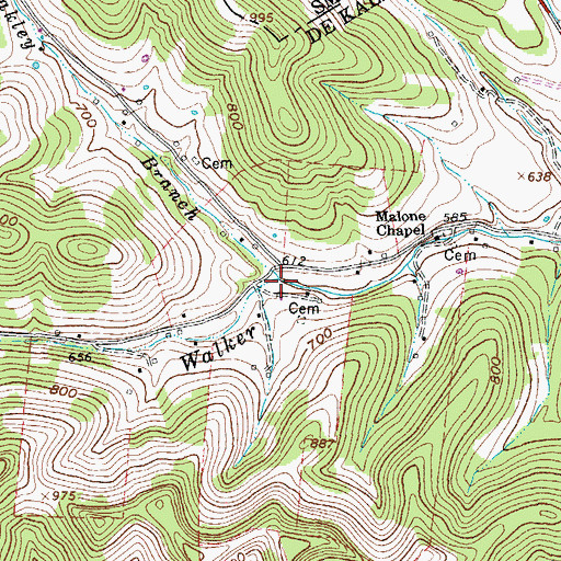 Topographic Map of Oakley Branch, TN