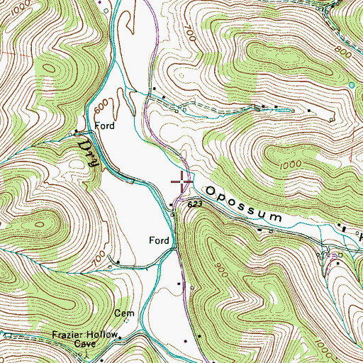 Topographic Map of Opossum Hollow, TN
