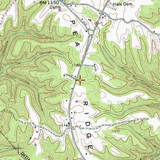 Topographic Map of Pea Ridge, TN