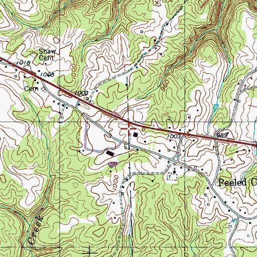 Topographic Map of Peeled Chestnut School, TN