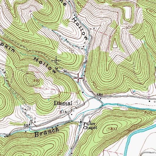 Topographic Map of Pumpkin Hollow, TN