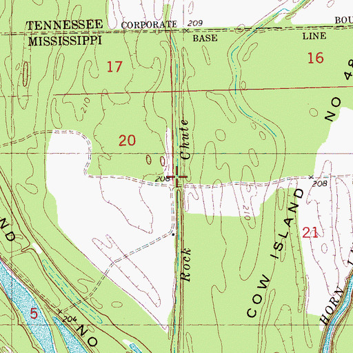 Topographic Map of Rock Chute, TN