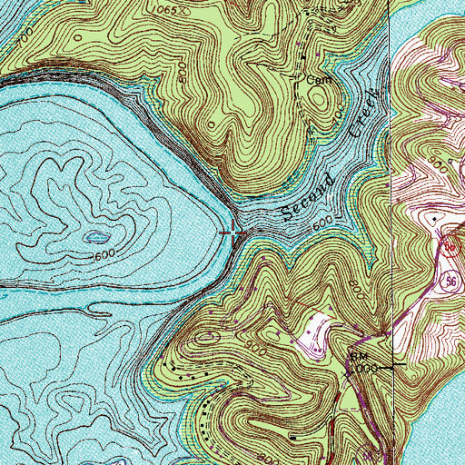 Topographic Map of Second Creek, TN