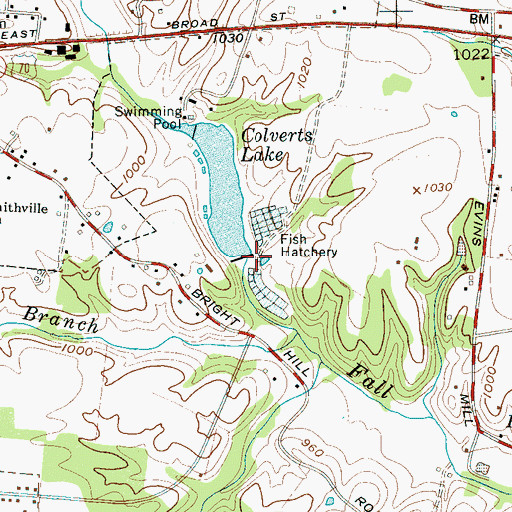 Topographic Map of Colverts Lake Dam, TN