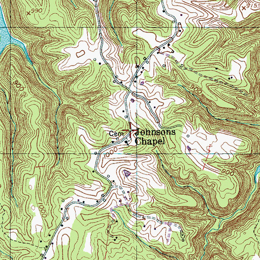Topographic Map of Johnsons Chapel, TN