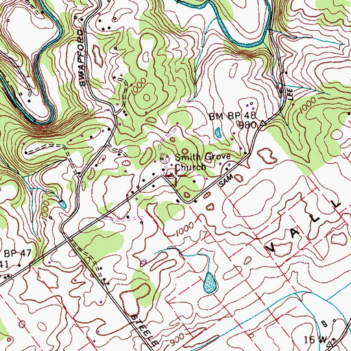 Topographic Map of Smith Grove Church, TN