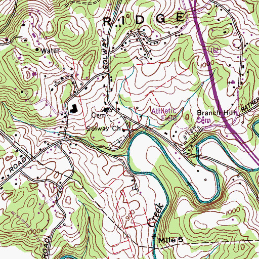 Topographic Map of Solway Church, TN