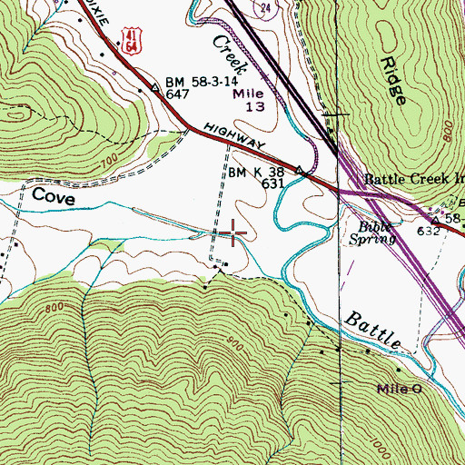 Topographic Map of Tate Cove, TN