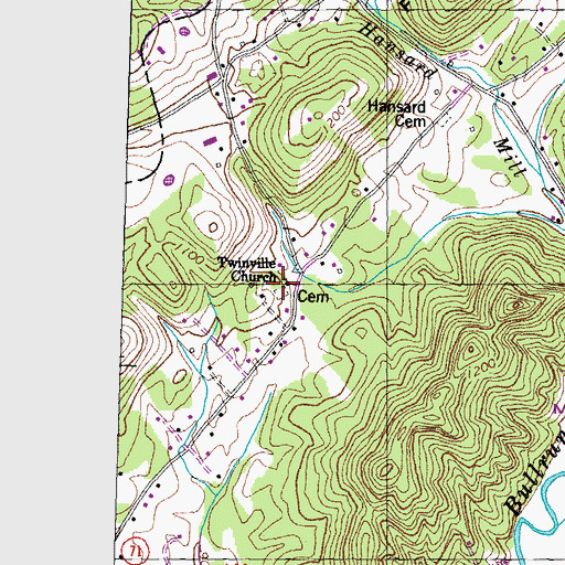 Topographic Map of Twinville Church, TN