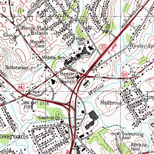 Topographic Map of Beaver Dam Church, TN