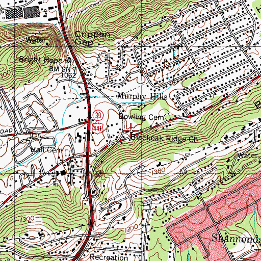 Topographic Map of Blackoak Ridge Church, TN